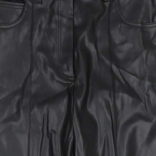 Marks and Spencer Womens Black Polyester Cropped Trousers Size 16 L23 in Regular Zip