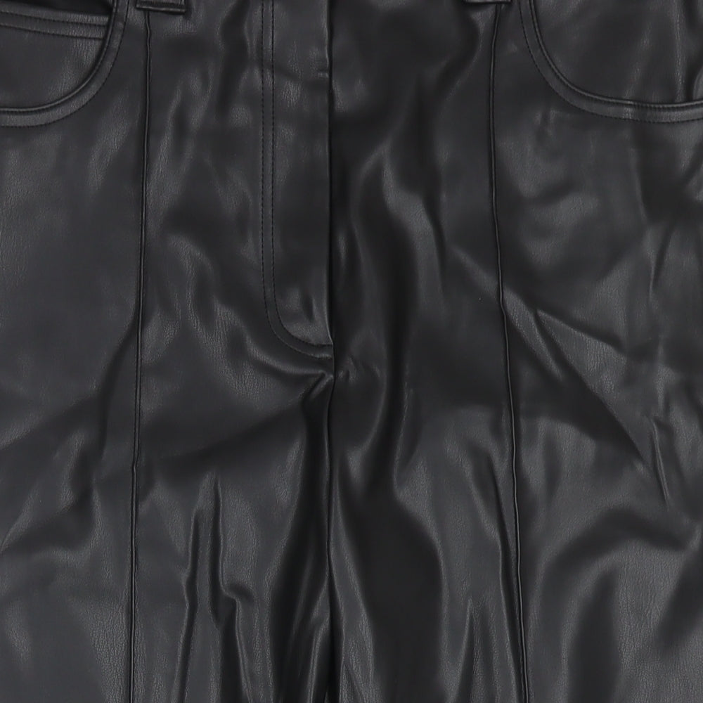 Marks and Spencer Womens Black Polyester Cropped Trousers Size 16 L23 in Regular Zip