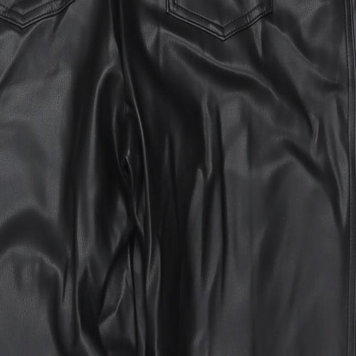 Marks and Spencer Womens Black Polyester Cropped Trousers Size 16 L23 in Regular Zip