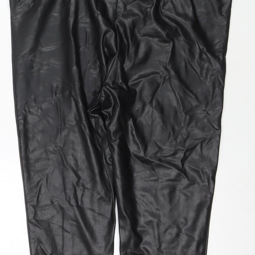 Marks and Spencer Womens Black Polyester Cropped Trousers Size 18 L24 in Regular