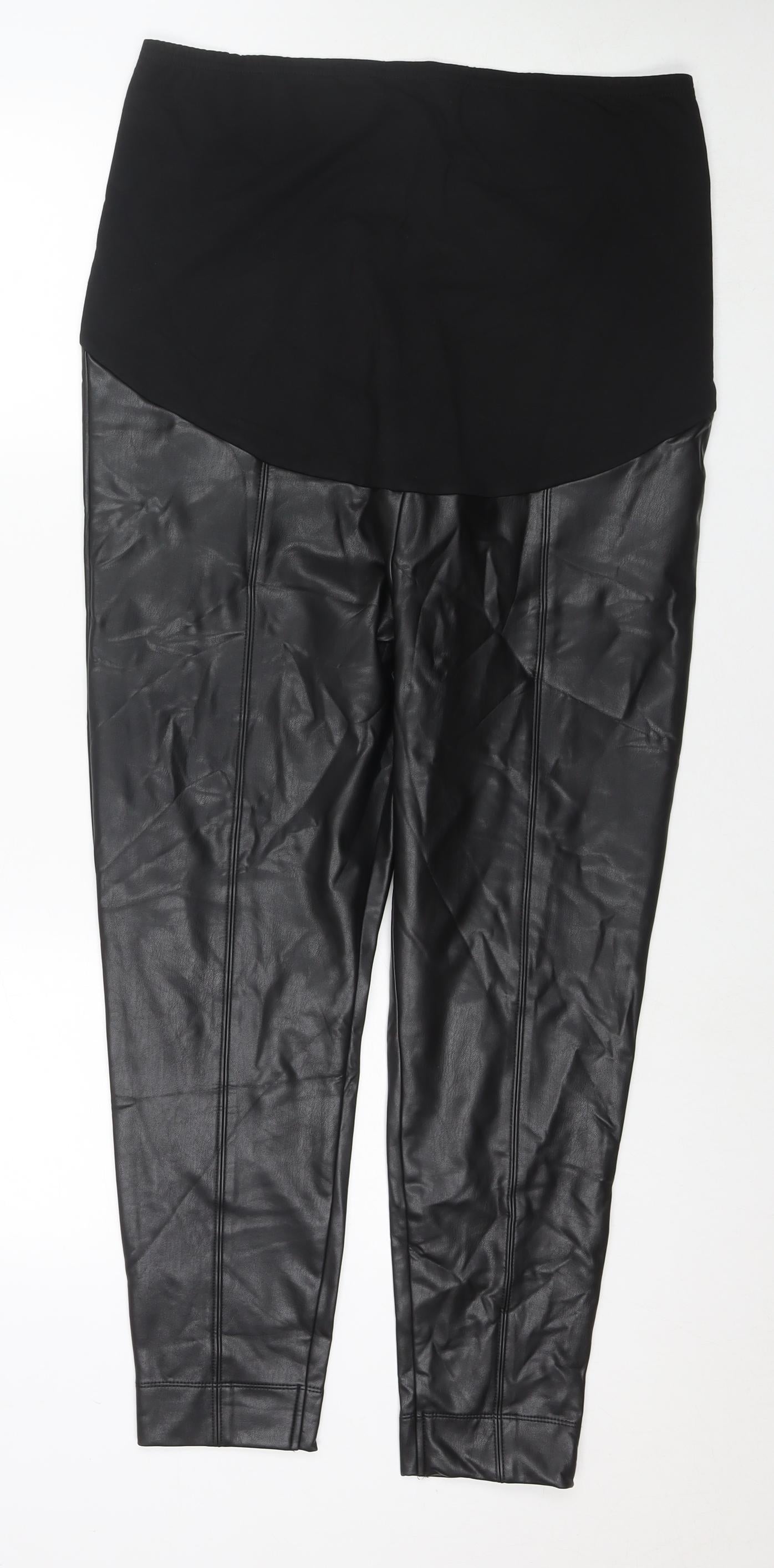 Marks and Spencer Womens Black Polyester Cropped Trousers Size 18 L24 in Regular