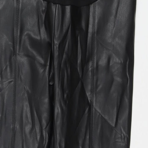 Marks and Spencer Womens Black Polyester Cropped Trousers Size 18 L24 in Regular
