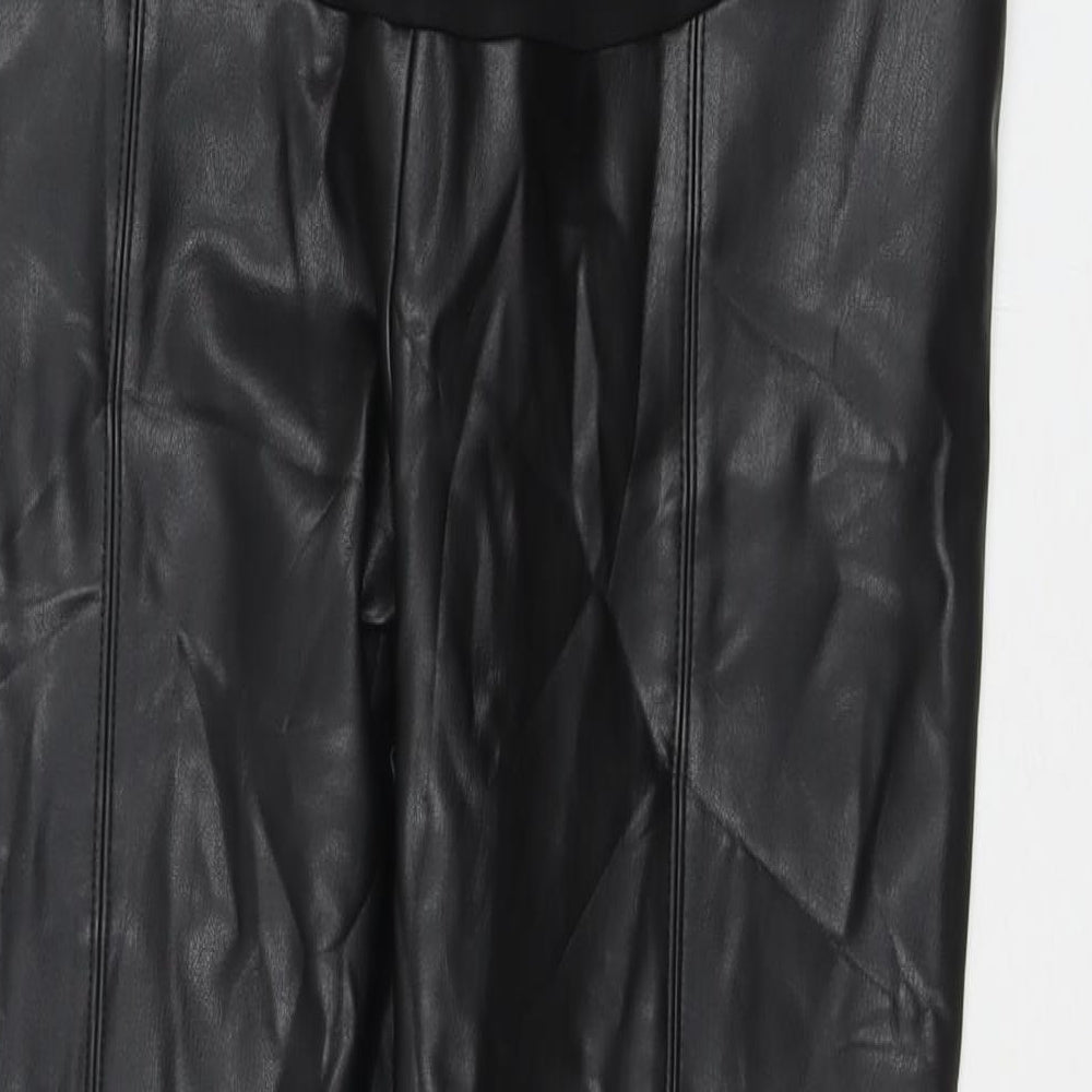 Marks and Spencer Womens Black Polyester Cropped Trousers Size 18 L24 in Regular