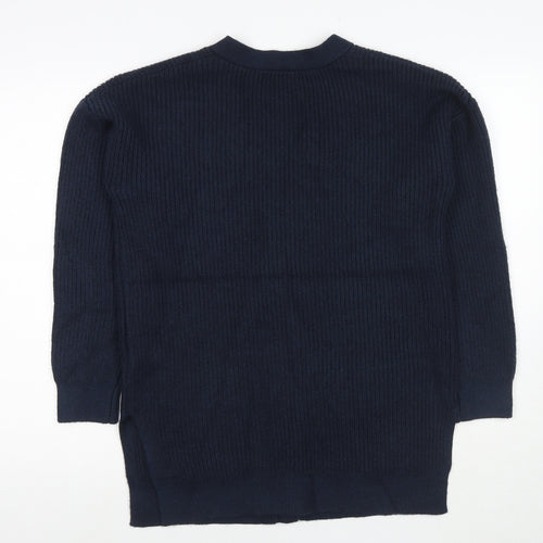 Marks and Spencer Womens Blue V-Neck Polyester Cardigan Jumper Size M