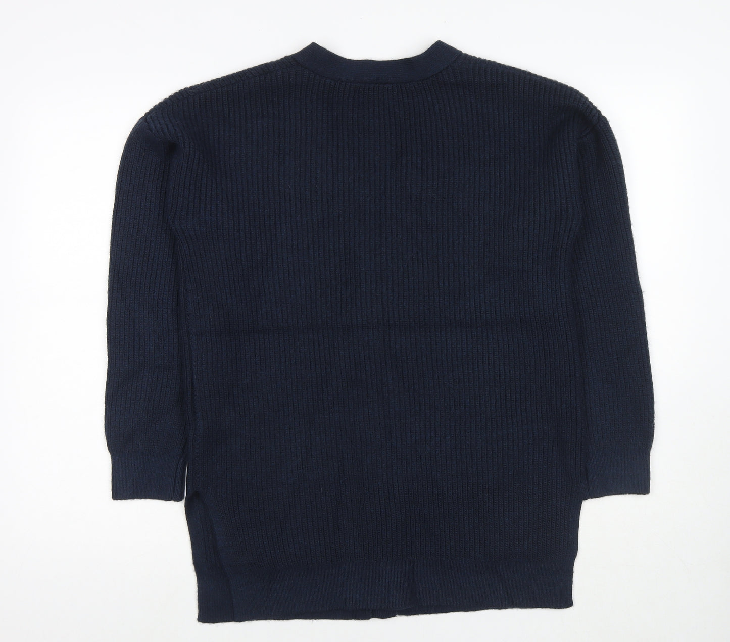 Marks and Spencer Womens Blue V-Neck Polyester Cardigan Jumper Size M