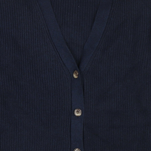 Marks and Spencer Womens Blue V-Neck Polyester Cardigan Jumper Size M