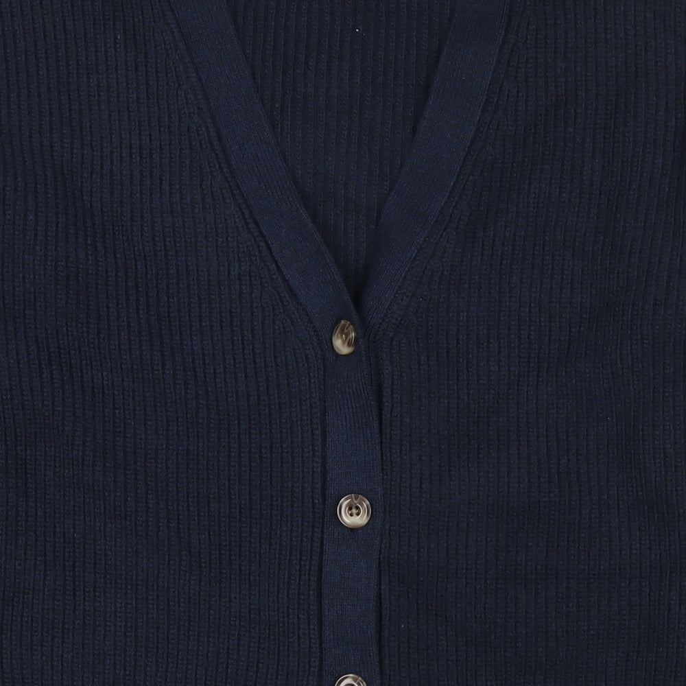 Marks and Spencer Womens Blue V-Neck Polyester Cardigan Jumper Size M