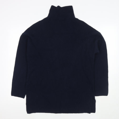 Marks and Spencer Womens Blue Mock Neck Wool Pullover Jumper Size M