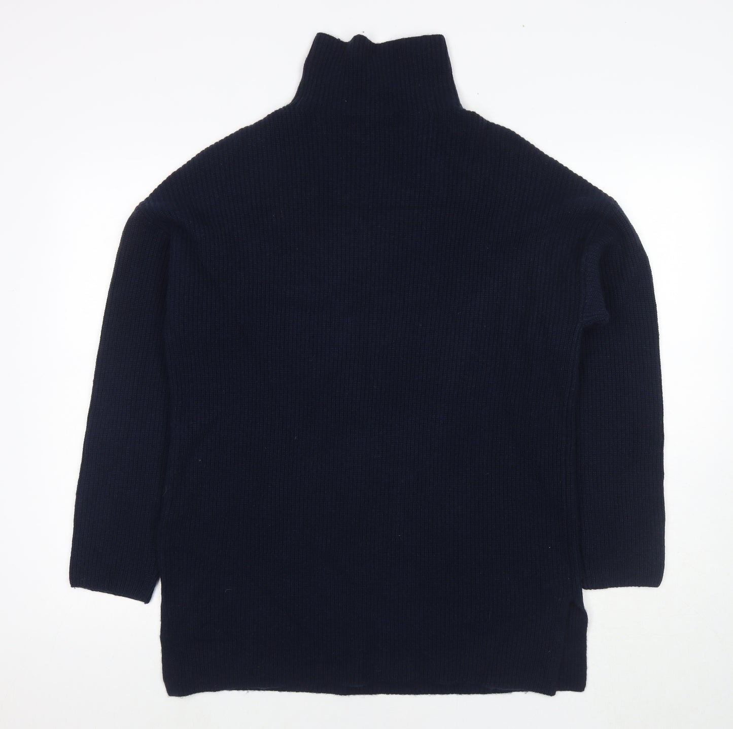 Marks and Spencer Womens Blue Mock Neck Wool Pullover Jumper Size M