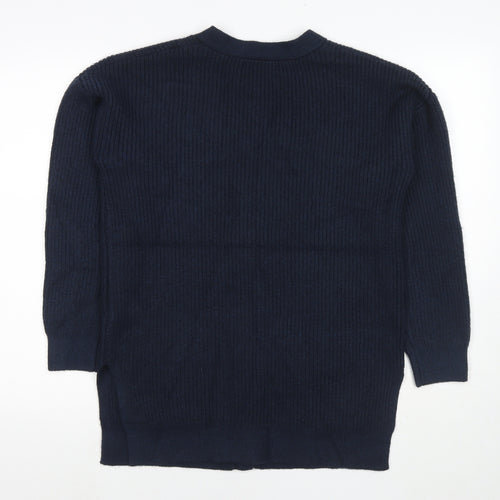 Marks and Spencer Womens Blue V-Neck Polyester Cardigan Jumper Size M