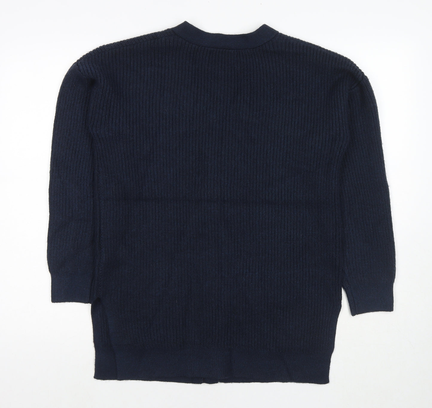 Marks and Spencer Womens Blue V-Neck Polyester Cardigan Jumper Size M