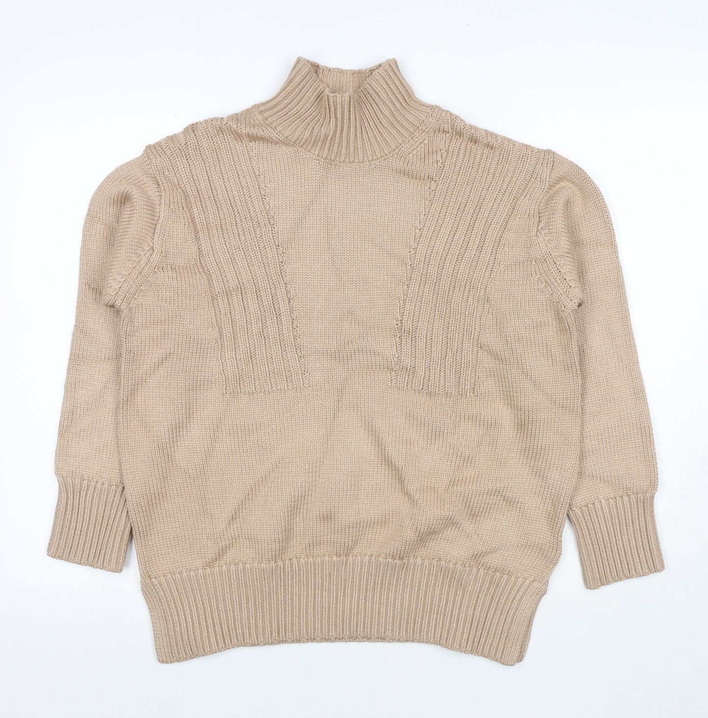 Marks and Spencer Womens Beige Round Neck Viscose Pullover Jumper Size M