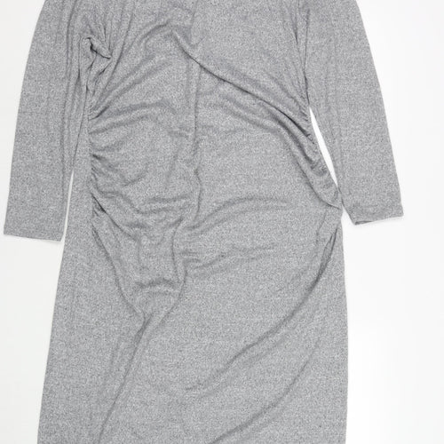 Marks and Spencer Womens Grey Polyester Jumper Dress Size 20 Round Neck Pullover
