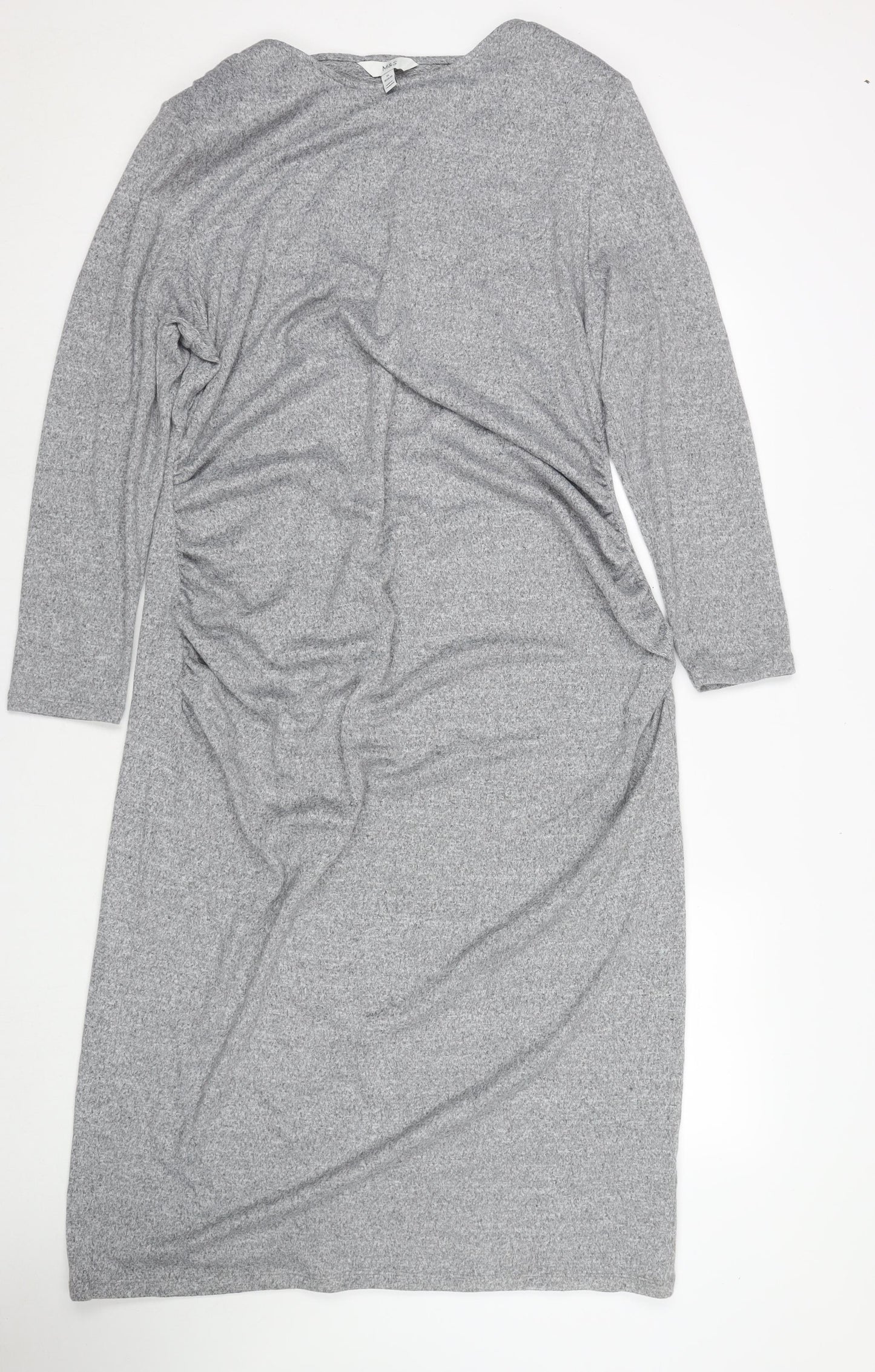 Marks and Spencer Womens Grey Polyester Jumper Dress Size 20 Round Neck Pullover