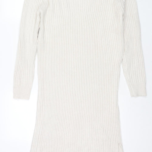 Marks and Spencer Womens Ivory Polyester Jumper Dress Size M Round Neck Pullover