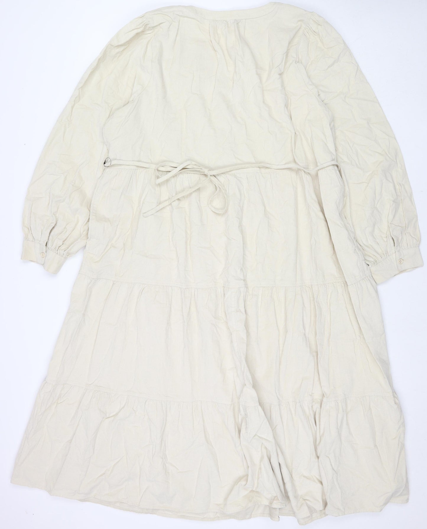 Marks and Spencer Womens Beige Cotton Maxi Size 22 V-Neck Button