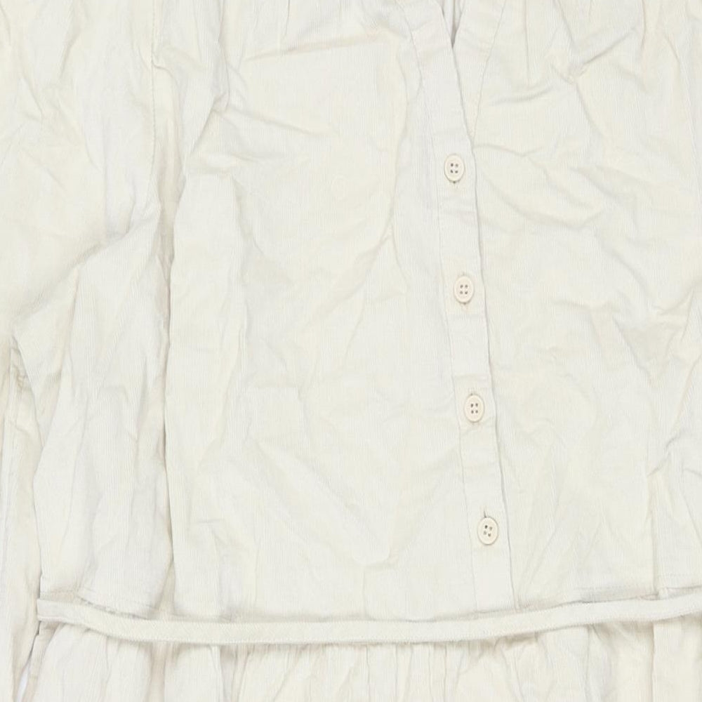 Marks and Spencer Womens Beige Cotton Maxi Size 22 V-Neck Button