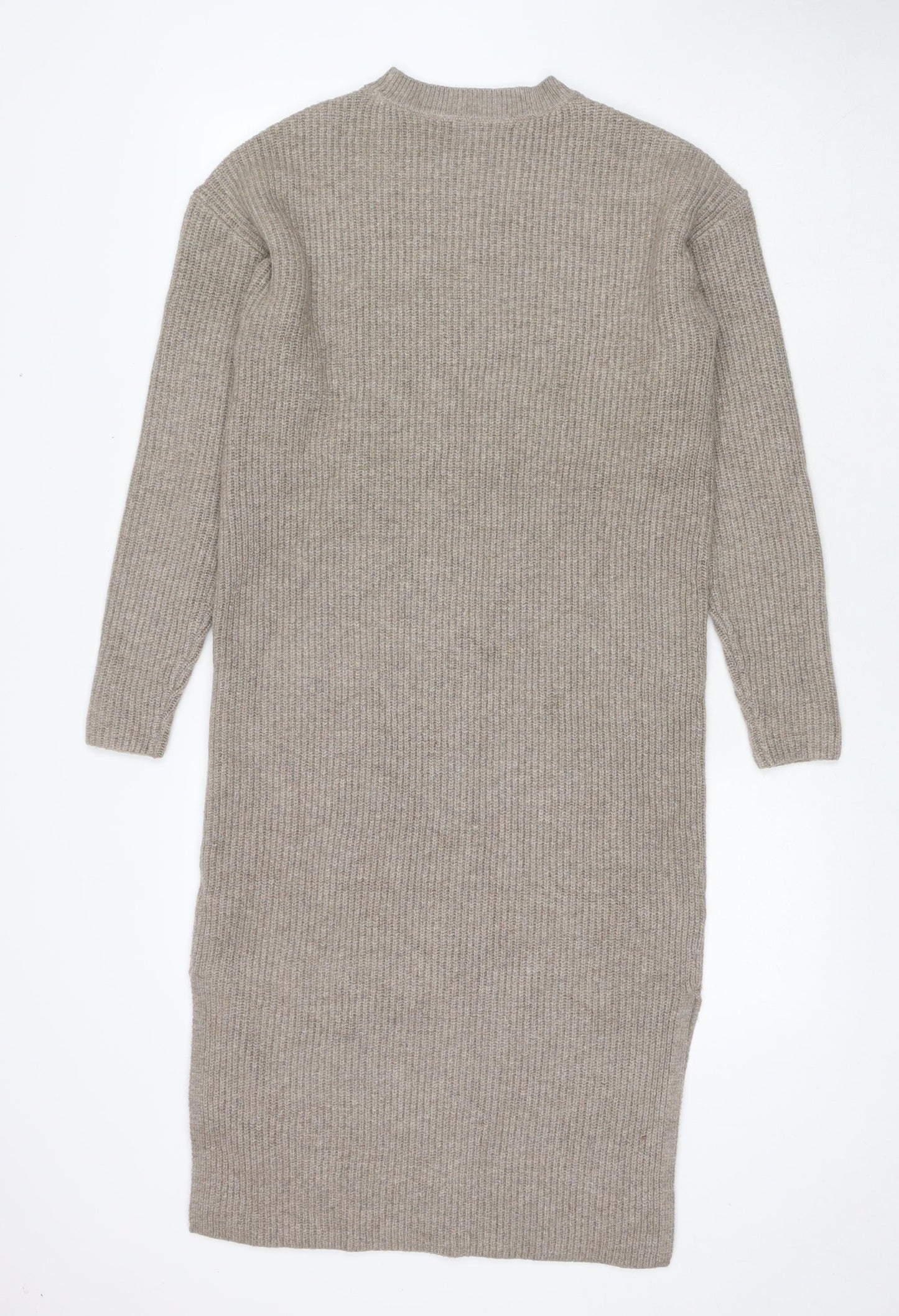 Marks and Spencer Womens Brown Polyester Jumper Dress Size M Round Neck Pullover