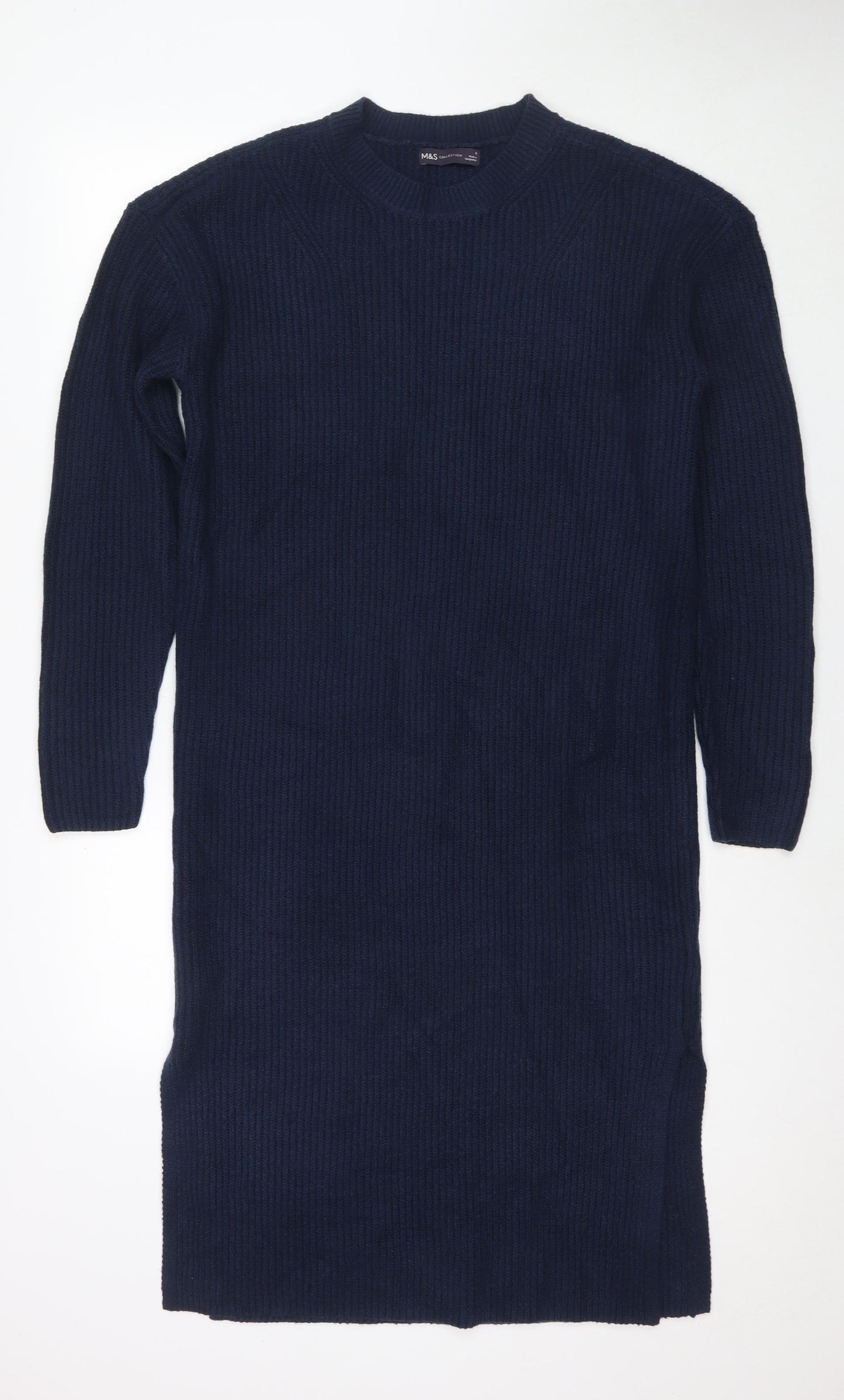 Marks and Spencer Womens Blue Polyester Jumper Dress Size M Round Neck Pullover