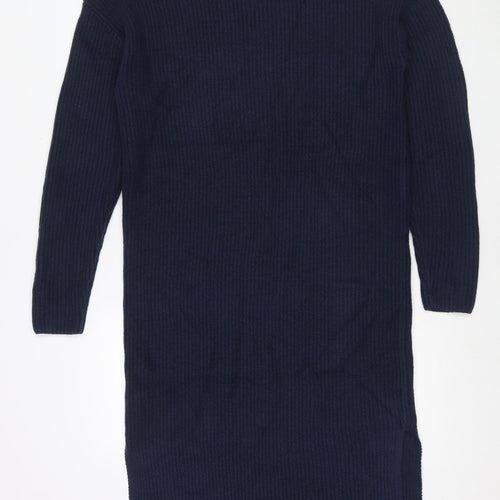 Marks and Spencer Womens Blue Polyester Jumper Dress Size M Round Neck Pullover