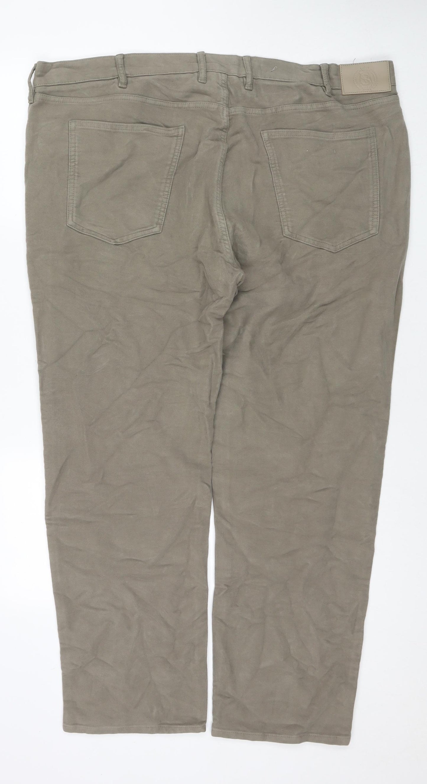 Marks and Spencer Mens Beige Cotton Trousers Size 46 in L31 in Regular Zip