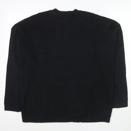 Marks and Spencer Womens Black Round Neck Polyester Pullover Jumper Size L