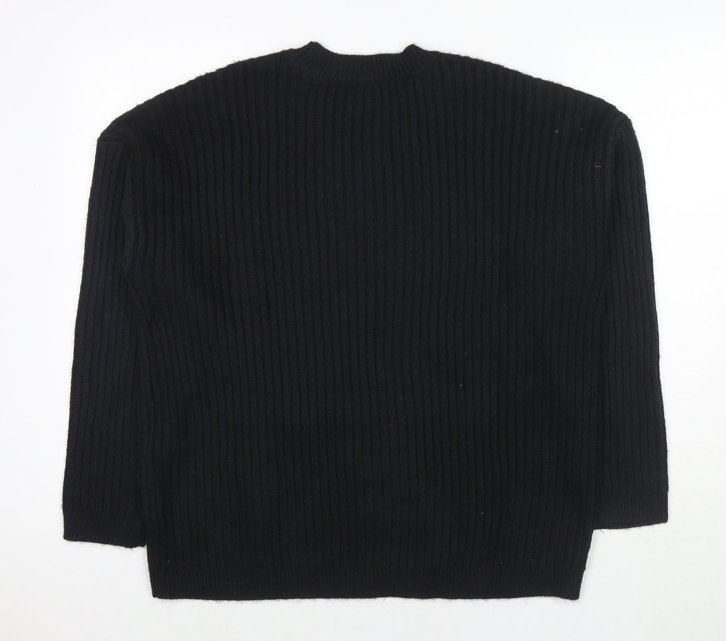 Marks and Spencer Womens Black Round Neck Polyester Pullover Jumper Size L