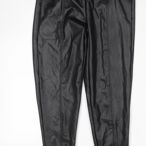 Marks and Spencer Womens Black Polyester Pedal Pusher Trousers Size 8 L25 in Regular