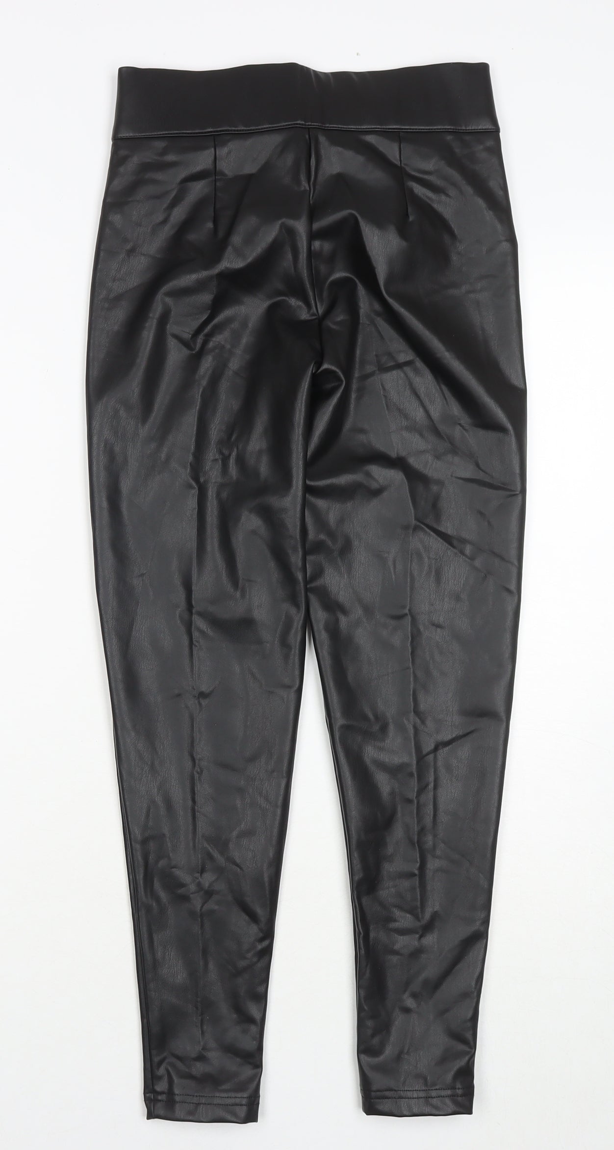 Marks and Spencer Womens Black Polyester Pedal Pusher Trousers Size 8 L25 in Regular