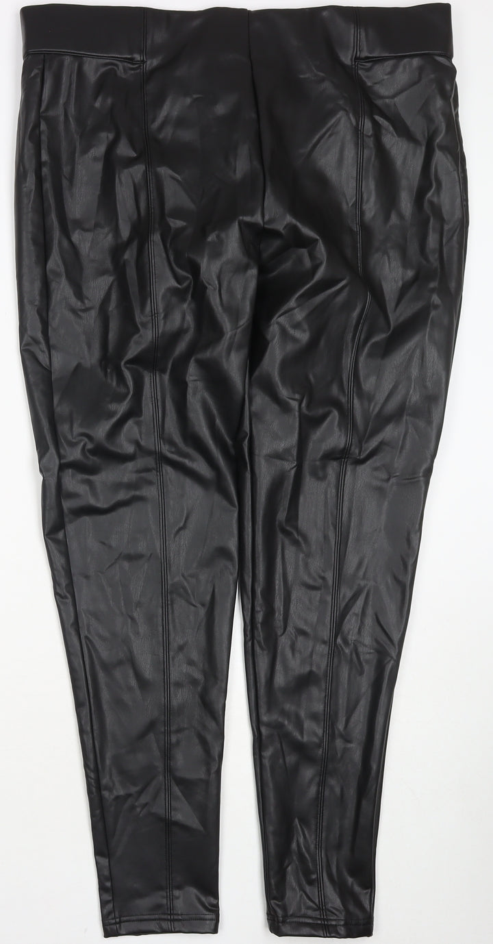 Marks and Spencer Womens Black Polyester Pedal Pusher Trousers Size 20 L27 in Regular