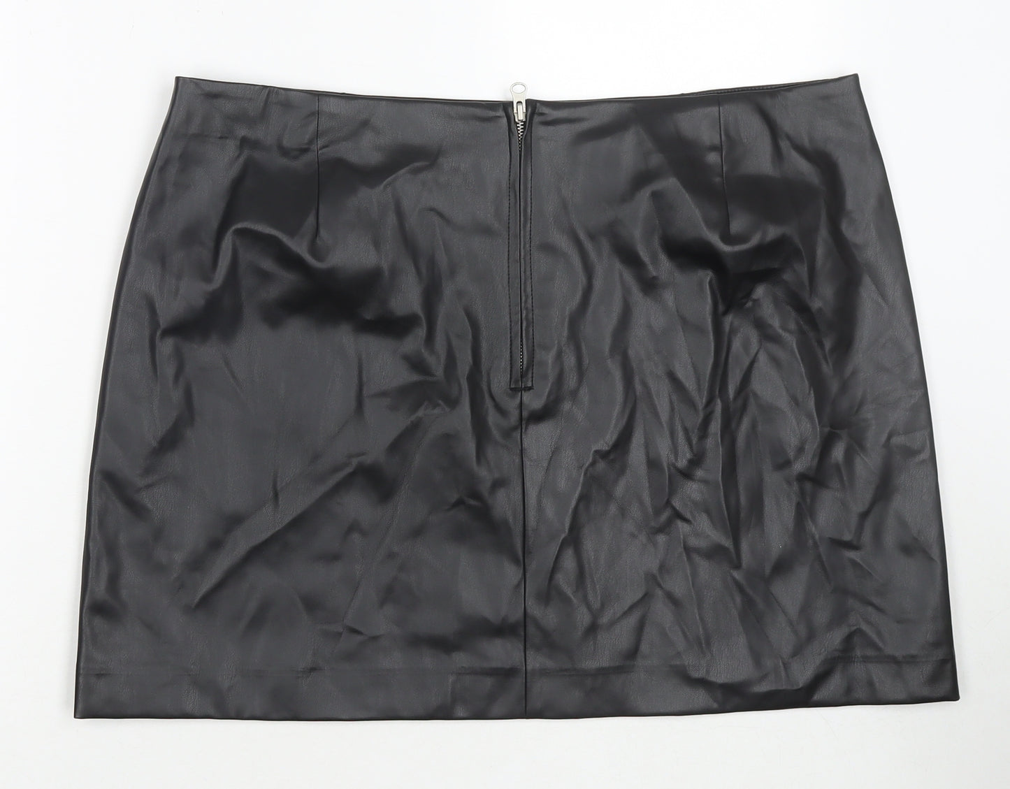 Marks and Spencer Womens Black Polyester Mini Skirt Size 20 Zip