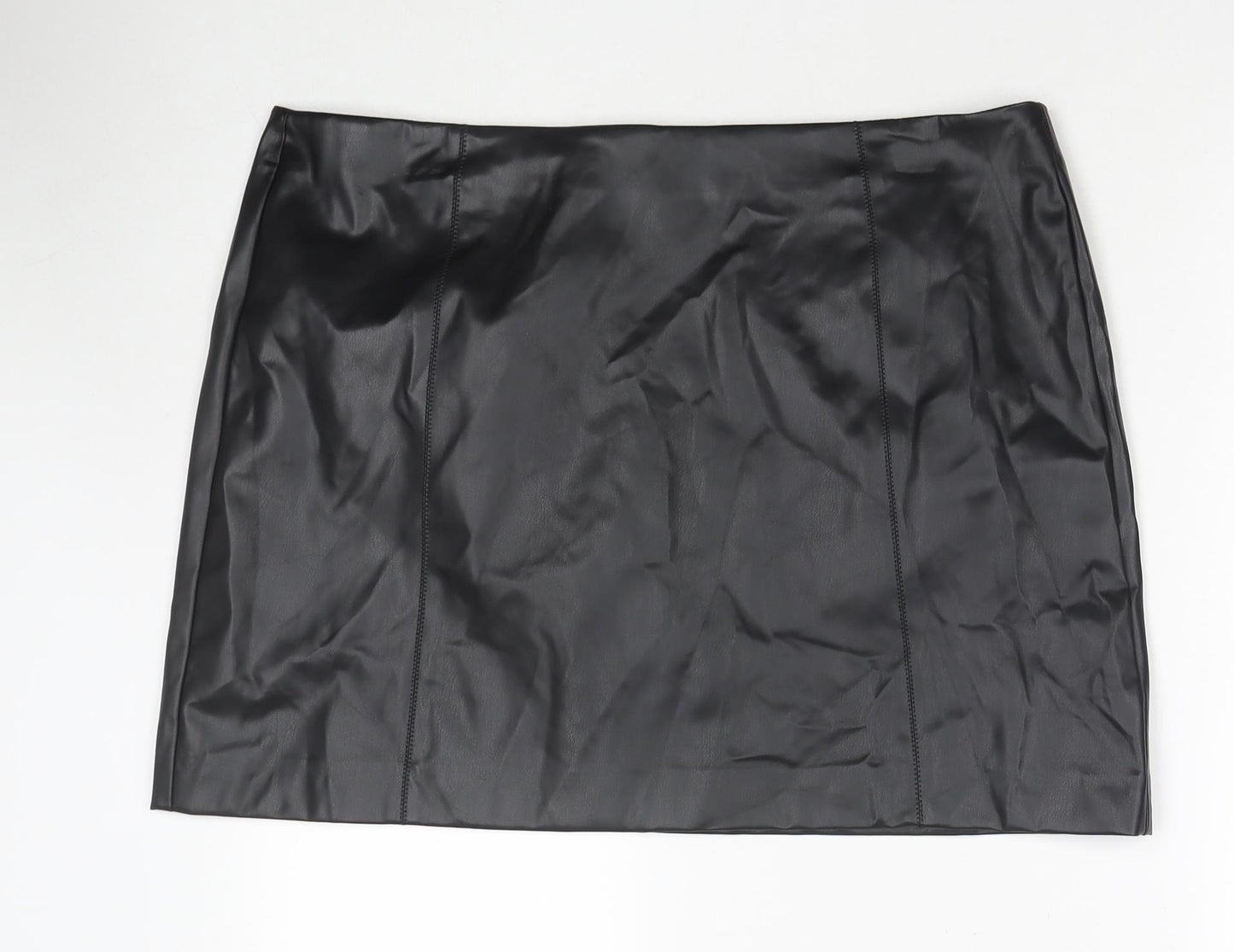 Marks and Spencer Womens Black Polyester Mini Skirt Size 20 Zip