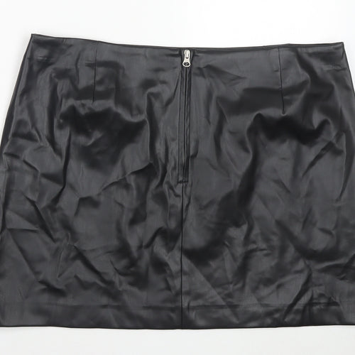 Marks and Spencer Womens Black Polyester Mini Skirt Size 20 Zip