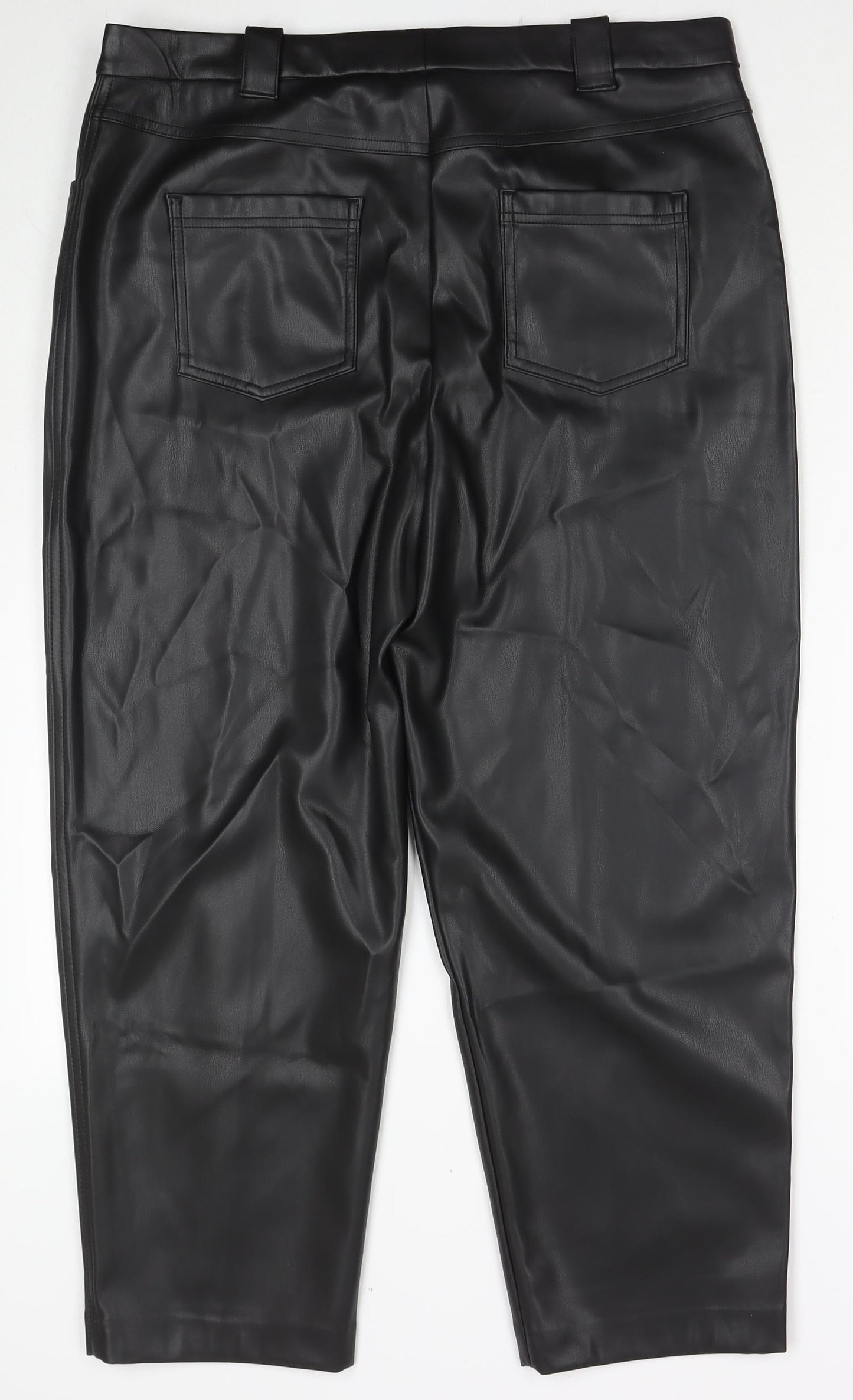 Marks and Spencer Womens Black Polyester Trousers Size 18 L24 in Regular Zip