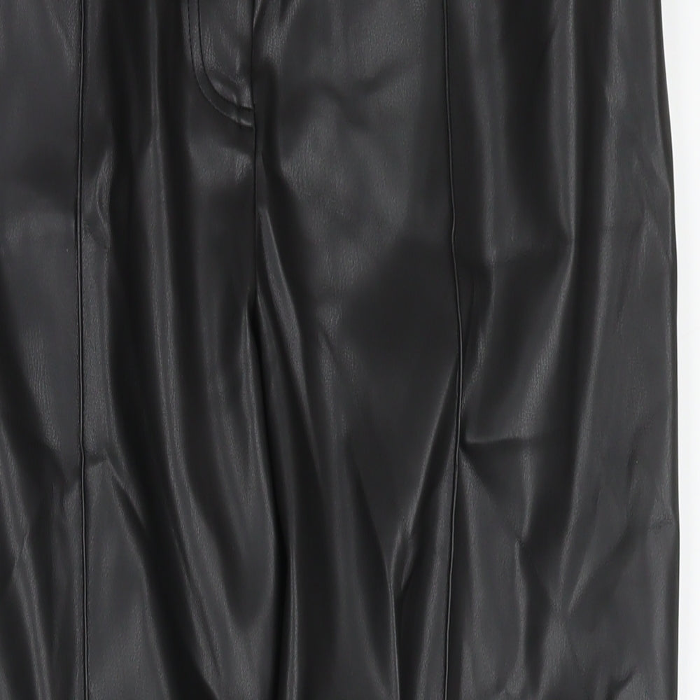 Marks and Spencer Womens Black Polyester Trousers Size 18 L24 in Regular Zip