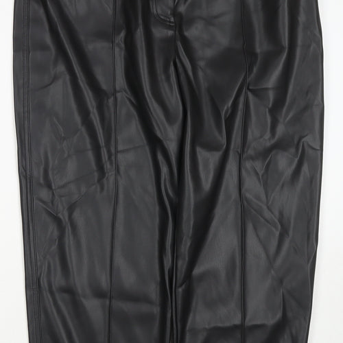 Marks and Spencer Womens Black Polyester Trousers Size 18 L26 in Regular Zip