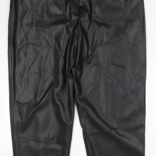 Marks and Spencer Womens Black Polyester Trousers Size 18 L26 in Regular Zip