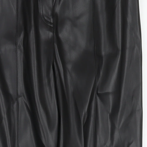 Marks and Spencer Womens Black Polyester Trousers Size 18 L26 in Regular Zip
