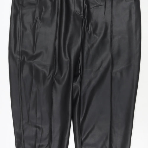Marks and Spencer Womens Black Polyester Trousers Size 20 L24 in Regular Zip