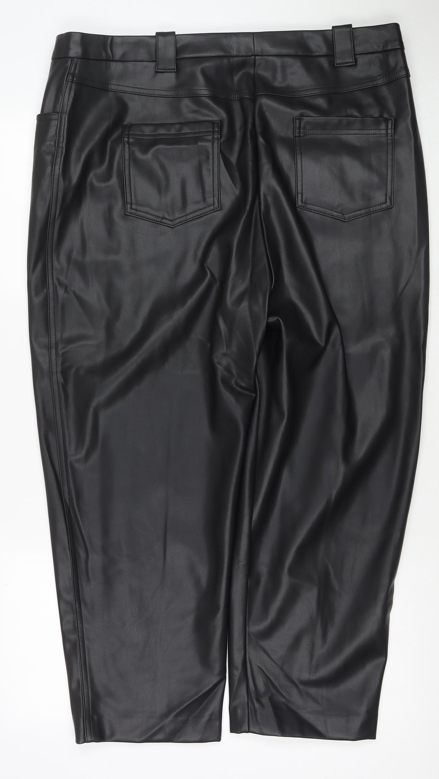 Marks and Spencer Womens Black Polyester Trousers Size 20 L24 in Regular Zip