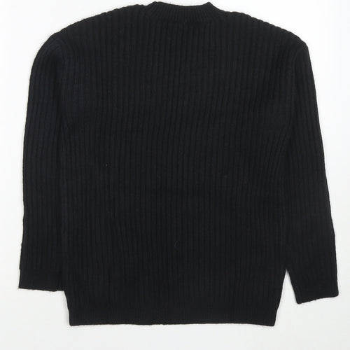 Marks and Spencer Womens Black Round Neck Polyester Pullover Jumper Size M