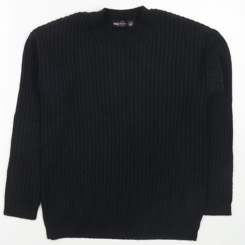 Marks and Spencer Womens Black Round Neck Polyester Pullover Jumper Size S