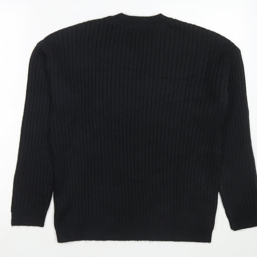 Marks and Spencer Womens Black Round Neck Polyester Pullover Jumper Size S