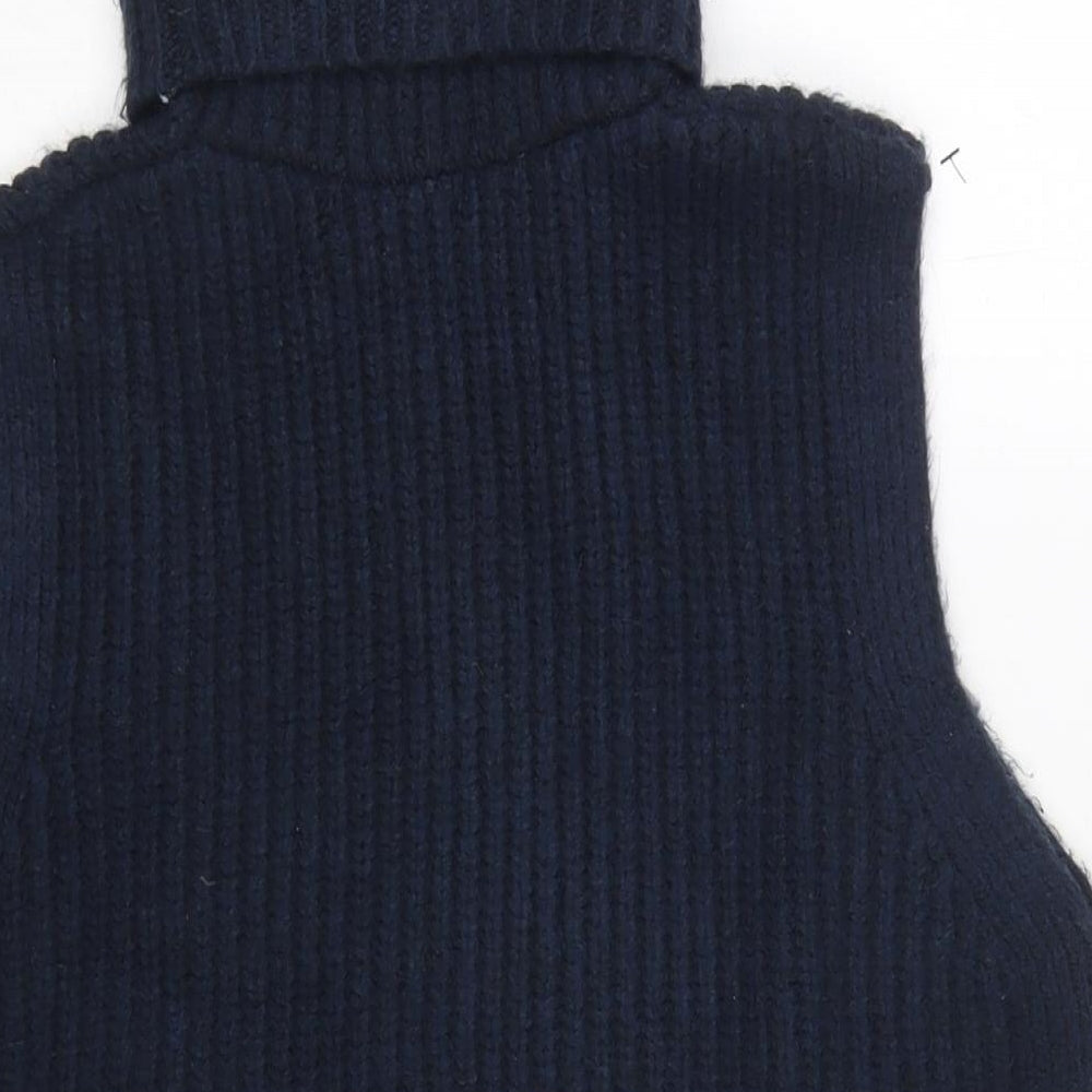 Marks and Spencer Womens Blue Roll Neck Polyester Pullover Jumper Size XS