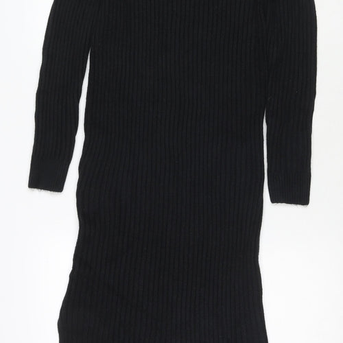 Marks and Spencer Womens Black Polyester Jumper Dress Size XS Round Neck Pullover