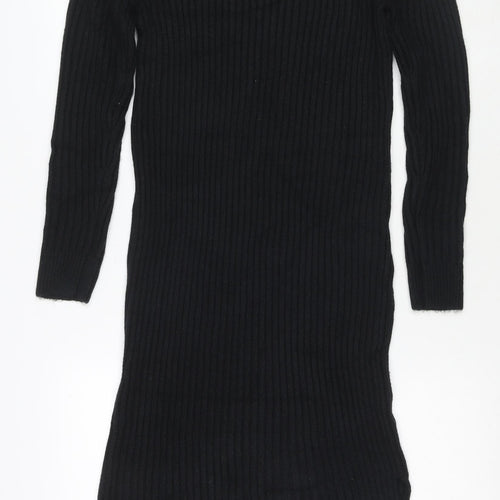 Marks and Spencer Womens Black Polyester Jumper Dress Size XS Round Neck Pullover