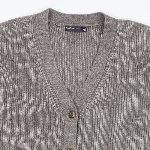 Marks and Spencer Womens Beige V-Neck Polyester Cardigan Jumper Size M