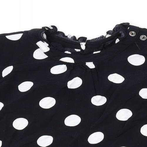 Marks and Spencer Womens Black Polka Dot Viscose Basic Blouse Size 16 Round Neck