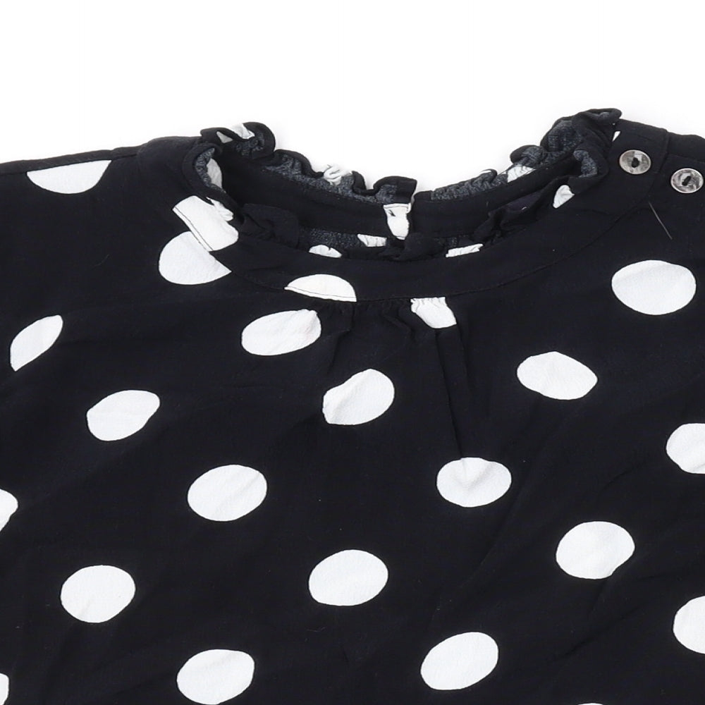 Marks and Spencer Womens Black Polka Dot Viscose Basic Blouse Size 16 Round Neck