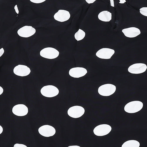Marks and Spencer Womens Black Polka Dot Viscose Basic Blouse Size 16 Round Neck